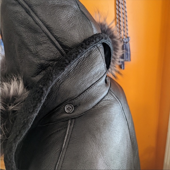 Intuition Paris shearling double zip hooded coat - Picture 5 of 9
